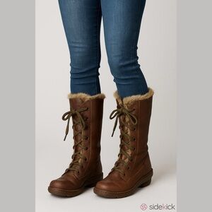 El Naturalista Brown Fur Trim Lace Up Boots Women 39 Outdoorcore